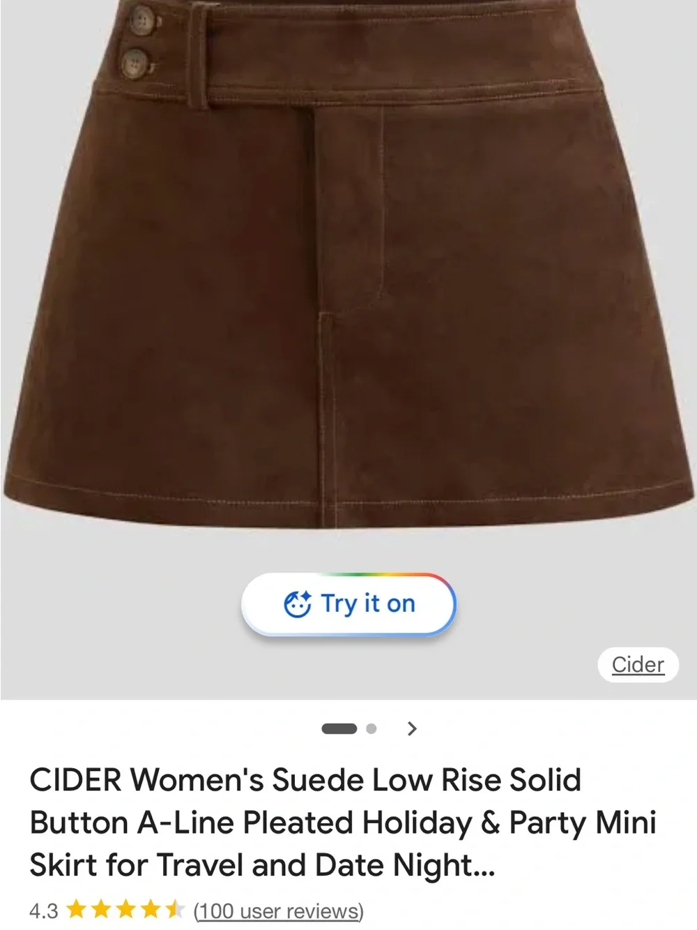 Cider Brown Suede Low-Rise A-Line Mini Skirt